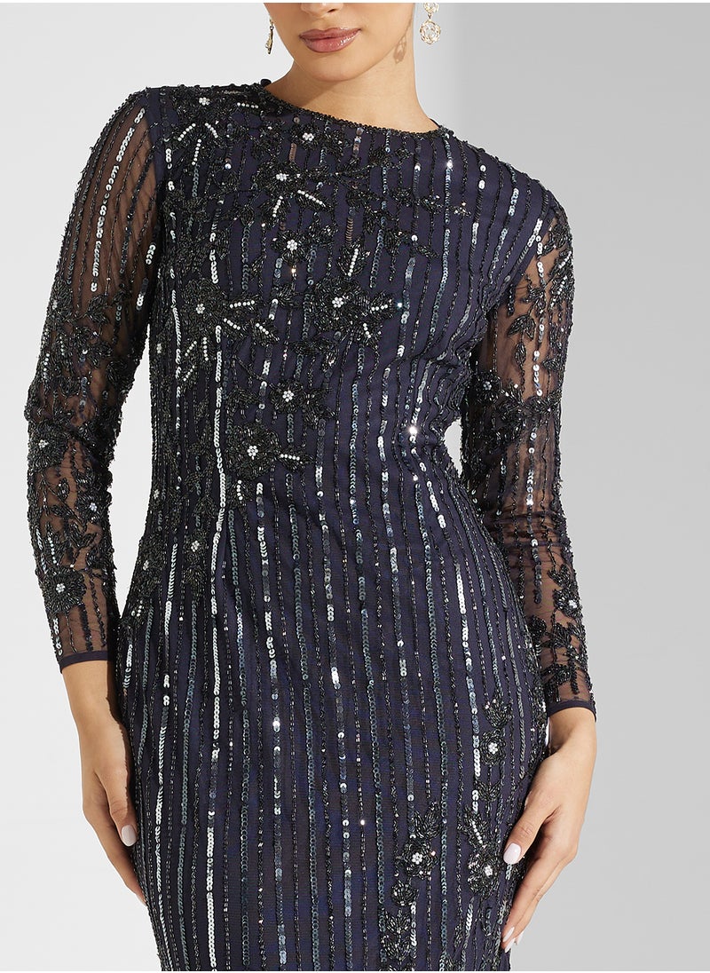 Amelia Rose Crew Neck Sequin Maxi Dress  - Image 3
