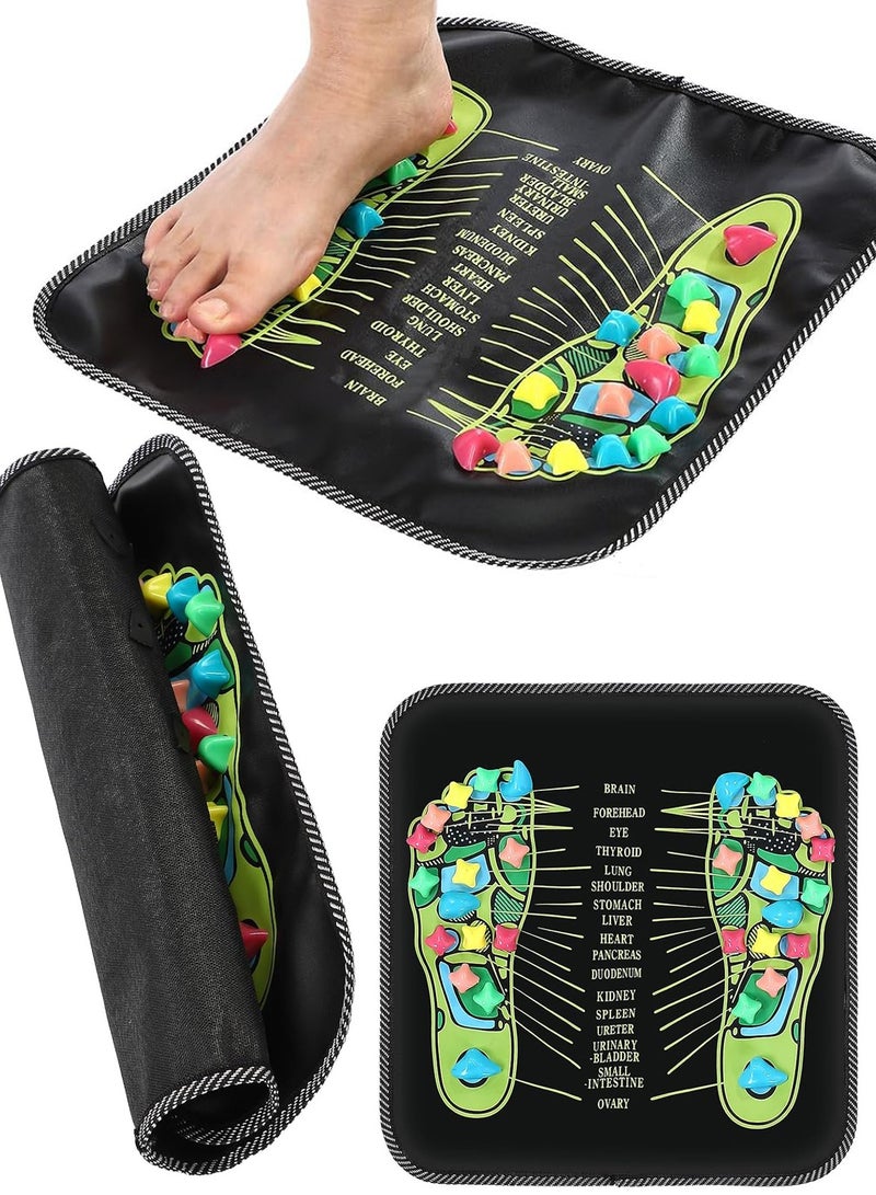 Foot Massage Mat, 35x35 cm Imitation Stone Foot Massage, Reflexology Walk Stone, Acupuncture Mat for Feet with Chart for Feet Relaxation and Fatigue Relief - Image 1