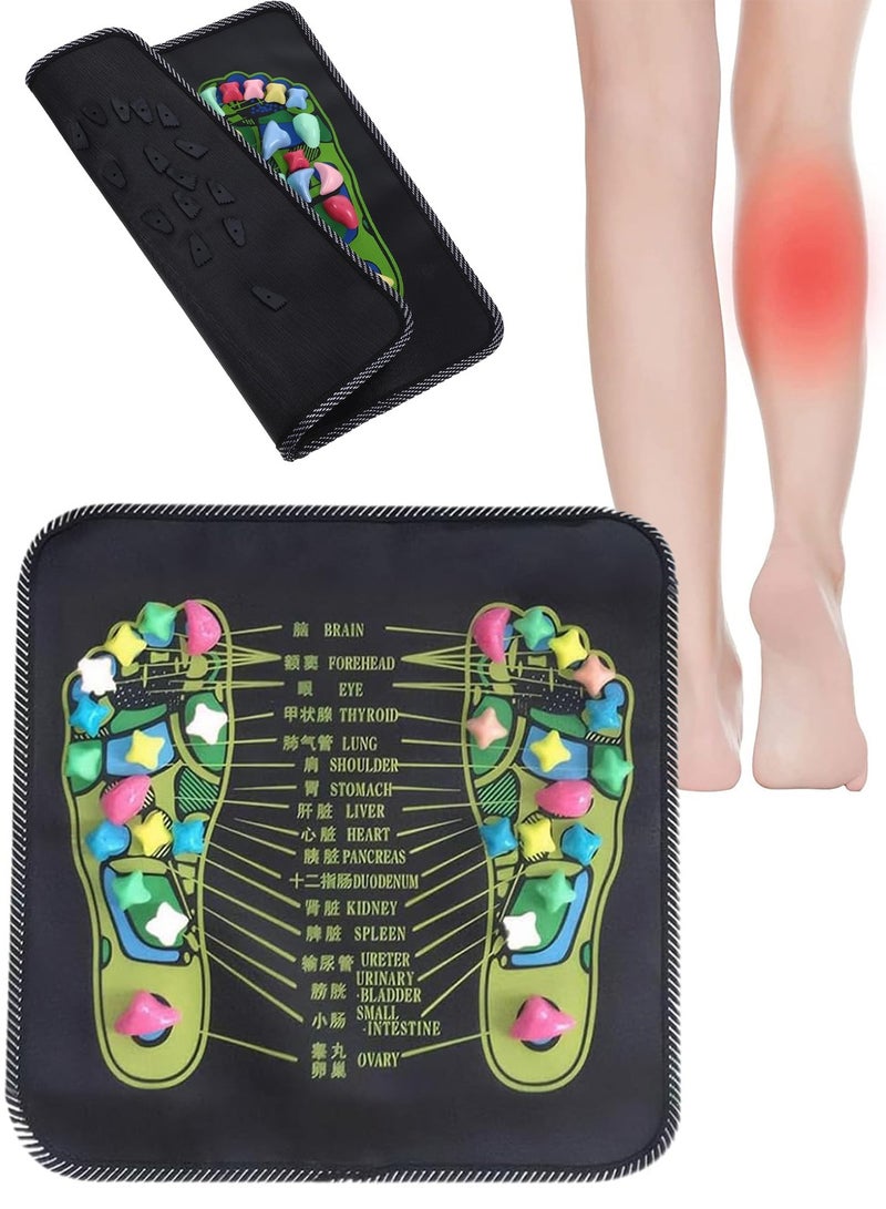 Foot Massage Mat, 35x35 cm Imitation Stone Foot Massage, Reflexology Walk Stone, Acupuncture Mat for Feet with Chart for Feet Relaxation and Fatigue Relief - Image 1