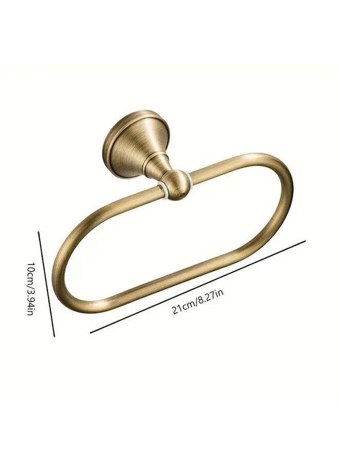 Antique Bronze Oval Towel Ring Wall Mounted Textured Design Bathroom Hardware - Image 3