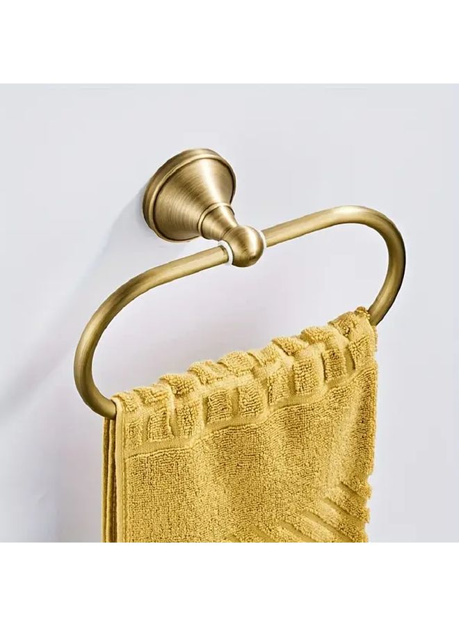 Antique Bronze Oval Towel Ring Wall Mounted Textured Design Bathroom Hardware - Image 1