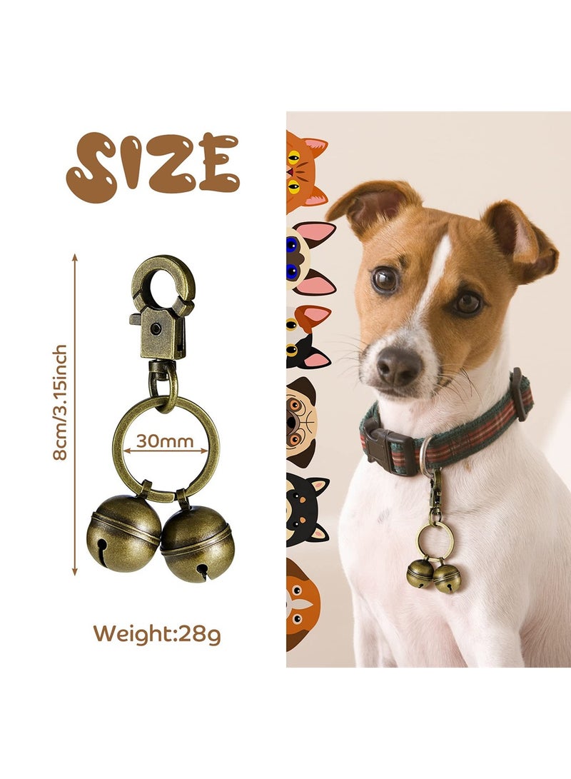 KASTWAVE 2 Pcs Pet Collar Bell Cat and Dog Bells Brass Bells for Pets Collar Charm Pendant Bells with Clasp Swivel Pet Tracker Vintage Small Bell for Dogs Cats Medium - Image 2