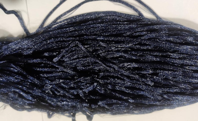 OMX 2.5 MM, 60 Mtr, Thick Malai Macrame Cord/Malai Dori/Silk Macrame, Bugtail Satin Cord Shamballa Beading Kumihimo String (Dk Navy Blue) - Image 1
