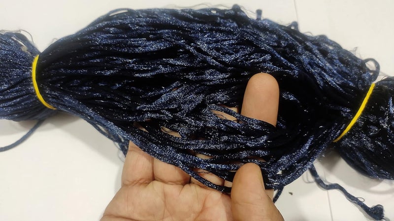 OMX 2.5 MM, 60 Mtr, Thick Malai Macrame Cord/Malai Dori/Silk Macrame, Bugtail Satin Cord Shamballa Beading Kumihimo String (Dk Navy Blue) - Image 3