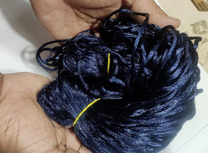 OMX 2.5 MM, 60 Mtr, Thick Malai Macrame Cord/Malai Dori/Silk Macrame, Bugtail Satin Cord Shamballa Beading Kumihimo String (Dk Navy Blue) - Image 4
