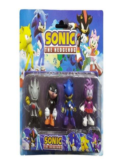 Sonic Hedgehog Cat Character Collectible Toy Figures Cake Topper, 5cm, 4 Pieces