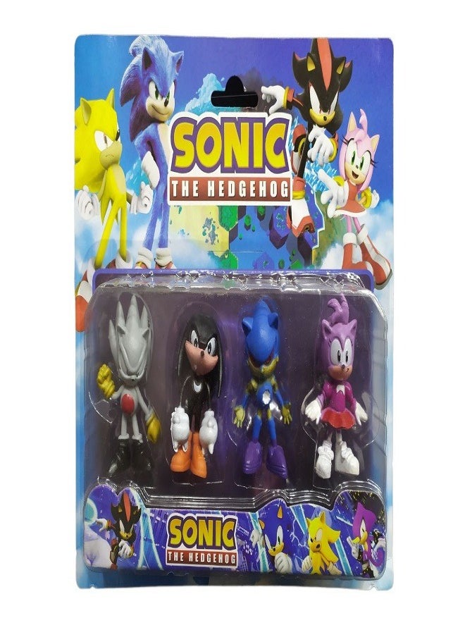 Generic - Sonic Hedgehog Cat Character Collectible Toy Figures Cake Topper, 5cm, 4 Pieces - Image 1