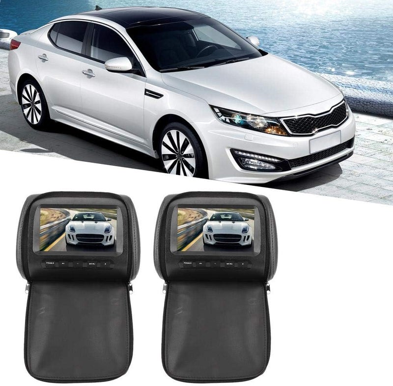 klarako Car Player Headrest Display, 2pcs 7 in 16:9 Adjustable Headrest LCD Player with Zipper Cover Wireless Control MP5 Display Black - Image 3