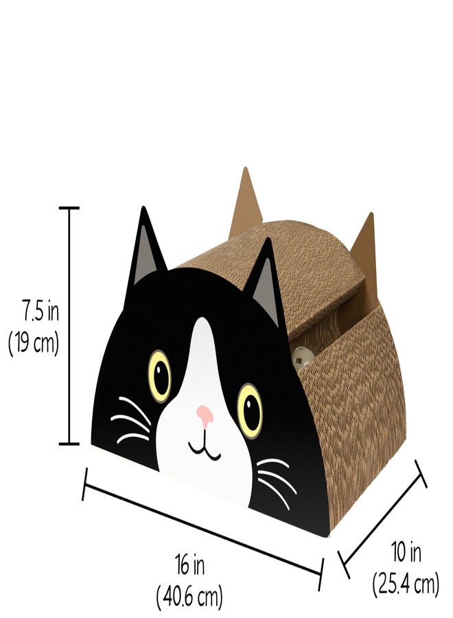 Kitty City Black CAT Cat Scratcher Pad - Corrugated Cardboard Kitty Scratching Pad with Ball Track, Indoor Cat Toys, Unique Decor Kitten Horizontal Scratcher, Nail Care - Black - Image 3