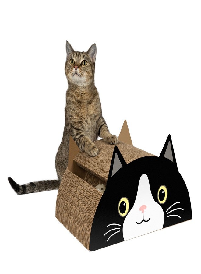 Kitty City Black CAT Cat Scratcher Pad - Corrugated Cardboard Kitty Scratching Pad with Ball Track, Indoor Cat Toys, Unique Decor Kitten Horizontal Scratcher, Nail Care - Black - Image 4