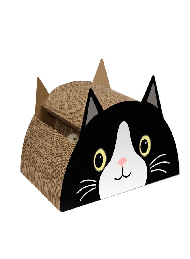 Kitty City Black CAT Cat Scratcher Pad - Corrugated Cardboard Kitty Scratching Pad with Ball Track, Indoor Cat Toys, Unique Decor Kitten Horizontal Scratcher, Nail Care - Black - Image 1