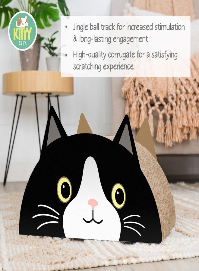 Kitty City Black CAT Cat Scratcher Pad - Corrugated Cardboard Kitty Scratching Pad with Ball Track, Indoor Cat Toys, Unique Decor Kitten Horizontal Scratcher, Nail Care - Black - Image 2