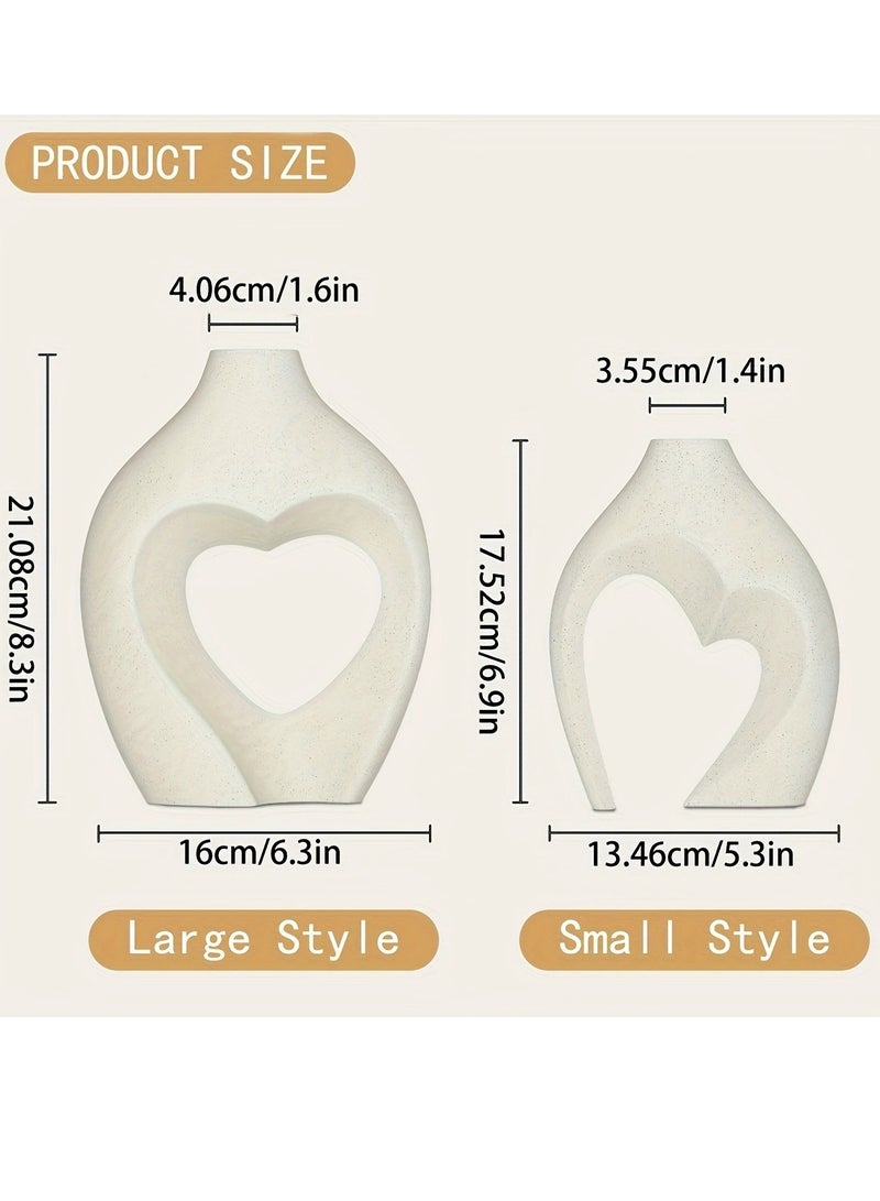مزهرية خزفية بتصميم متقاطع على شكل قلب - قطعة ديكور منزلي دافئة - Image 4