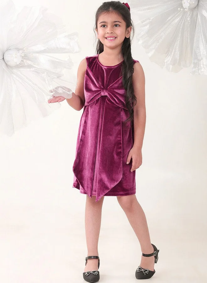 Bonkids BONKIDS Pink Satin Fit & Flare Dress for Girls