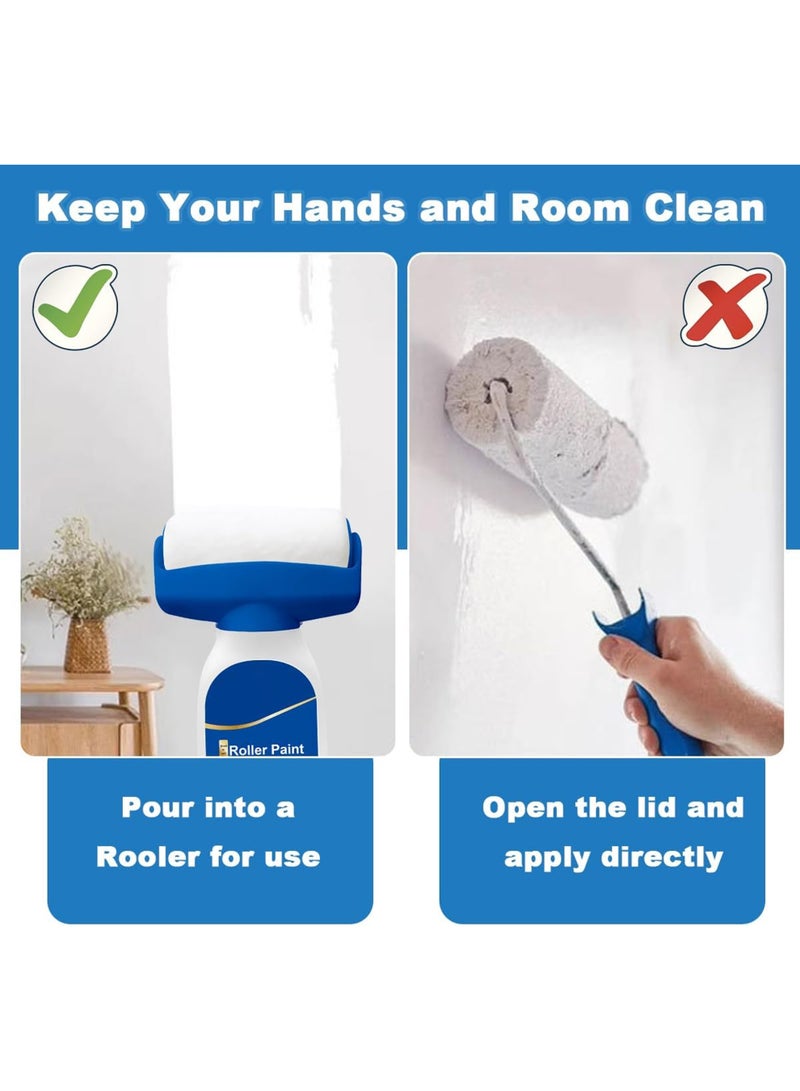 روك بو جدار إصلاح الطلاء الأسطوانة فرشاة، 2 حزمة جدار تصحيح فرشاة مجموعة مع 2 الأسطوانة بلا رائحة لصق فرشاة مع الطلاء اللاتكس إزالة البقع الخدوش، سريع التجفيف DIY تجديد الطلاء 1000g الأبيض - Image 5