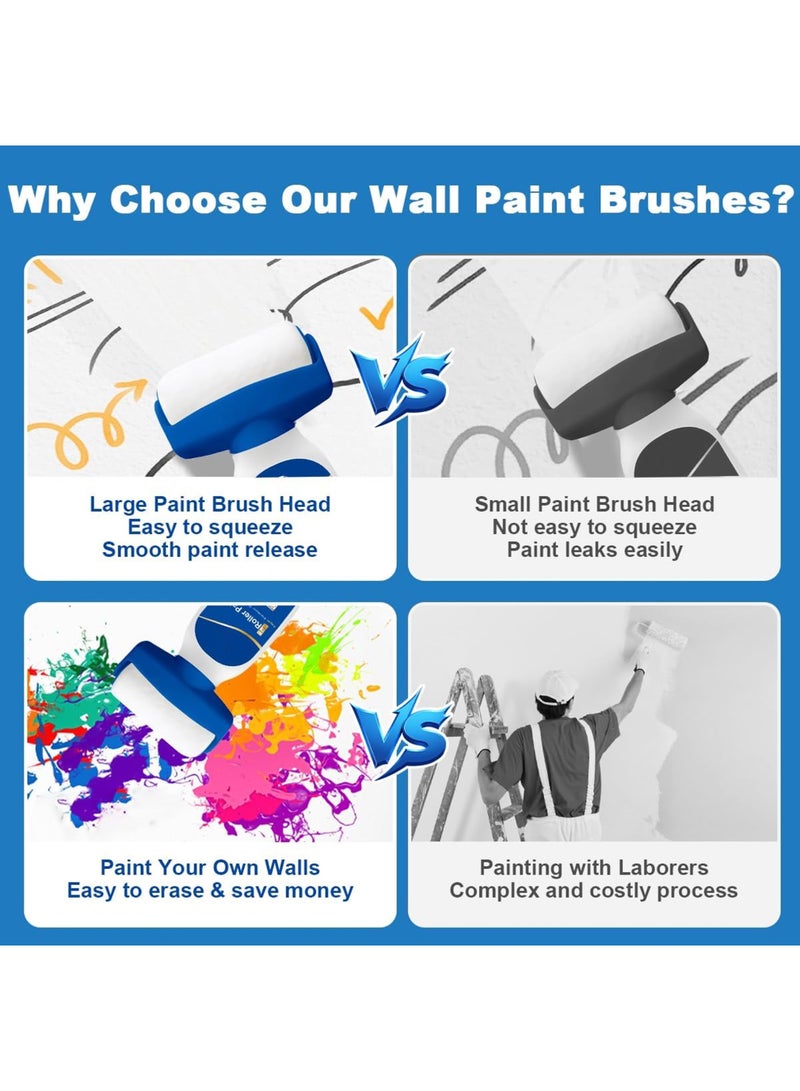 روك بو جدار إصلاح الطلاء الأسطوانة فرشاة، 2 حزمة جدار تصحيح فرشاة مجموعة مع 2 الأسطوانة بلا رائحة لصق فرشاة مع الطلاء اللاتكس إزالة البقع الخدوش، سريع التجفيف DIY تجديد الطلاء 1000g الأبيض - Image 4