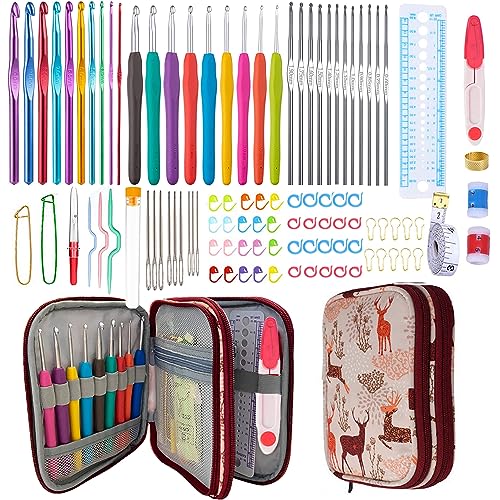 Weabetfu 102pcs Crochet Hooks Set Crochet Hook Kit with Case Ergonomic Crochet Needles for Arthritic Hands and Crochet Accessories Complete Crochet Set for Beginners & Experieced Lovers - Image 1