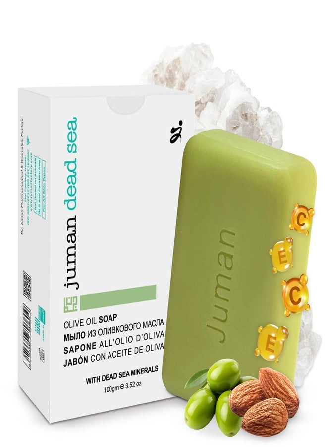 JUMAN Dead Sea Minerals Olive Oil Soap | Rich in Vitamin E | For Psoriasis, Eczema & Redness| Soap Bar for Sensitive Dry Skin| 4oz (Pack of 4 - Image 1