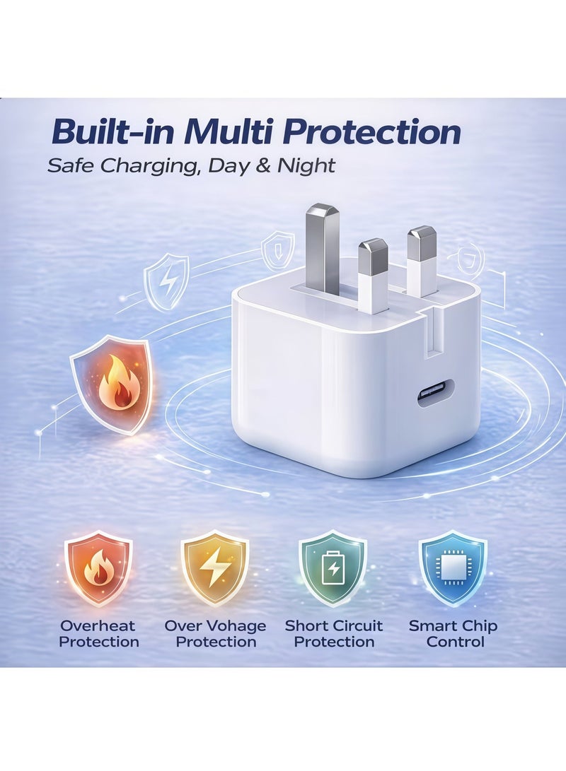 BlueHole IPhone Charger Fast Charging 20W USB-C Travel Power Adapter Compatible for iPhone 16/15/14/14 Pro/14 Pro Max/14 Plus/13/12/SE2020/11/XR/XS Max/X/iPad,Samsung Galaxy And all Type C Phones - Image 5