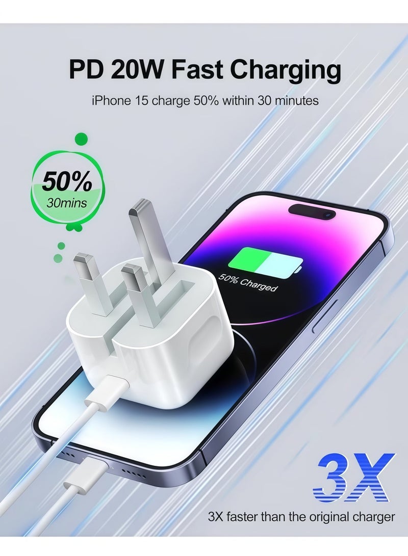 BlueHole IPhone Charger Fast Charging 20W USB-C Travel Power Adapter Compatible for iPhone 16/15/14/14 Pro/14 Pro Max/14 Plus/13/12/SE2020/11/XR/XS Max/X/iPad,Samsung Galaxy And all Type C Phones - Image 4