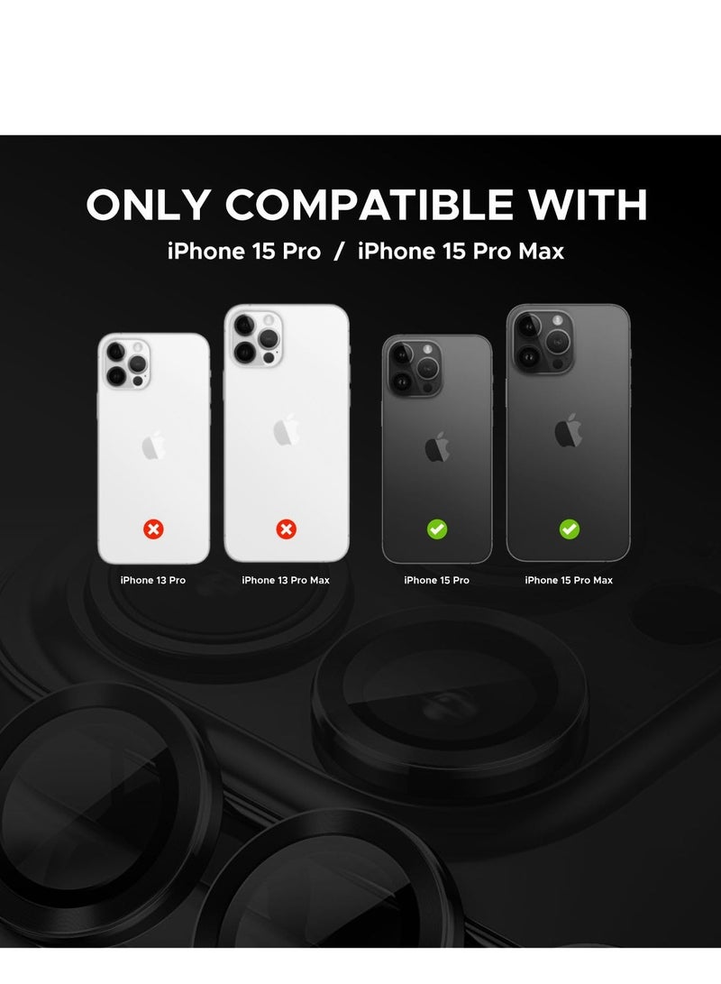 ليمتليس واقي عدسة الكاميرا iPhone 15 Pro Max iPhone 15 Pro، مع ملحقات واقي الشاشة من الزجاج المقوى، مقاوم للخدش، سهل التركيب (فضي، iPhone 15 Pro / 15 Pro Max) - Image 2