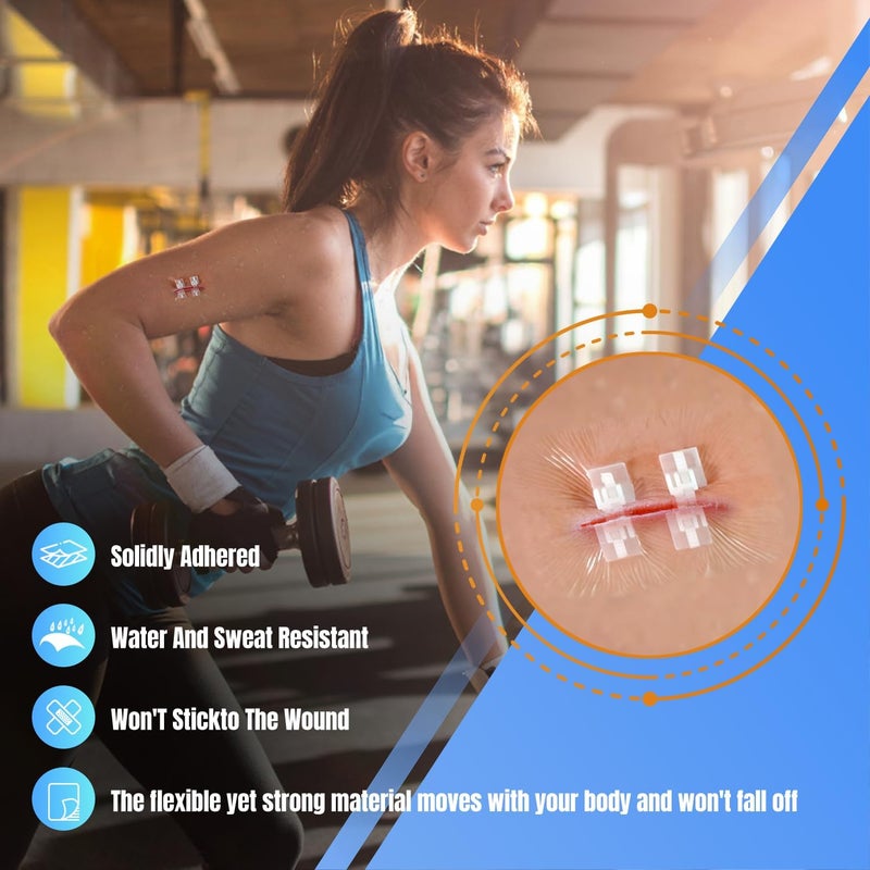 4 مجموعات من لاصقات الفراشة للعناية بالجروح جهاز إغلاق الجروح الطارئة إصلاح الجروح الجراحية بدون خياطة إغلاق سريع للجلد من الدرجة الطبية للاستخدام المنزلي في الهواء الطلق شرائط إغلاق الجروح بسحاب - Image 4