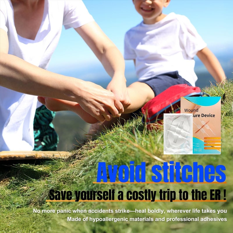 4 مجموعات من لاصقات الفراشة للعناية بالجروح جهاز إغلاق الجروح الطارئة إصلاح الجروح الجراحية بدون خياطة إغلاق سريع للجلد من الدرجة الطبية للاستخدام المنزلي في الهواء الطلق شرائط إغلاق الجروح بسحاب - Image 3
