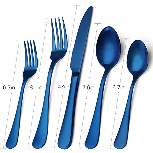 sharecook Matte Blue Silverware Set, Satin Finish 20-Piece Stainless Steel Flatware Set, Kitchen Utensil Set Service for 4, Tableware Cutlery Set for Home and Restaurant, Dishwasher Safe - Image 2