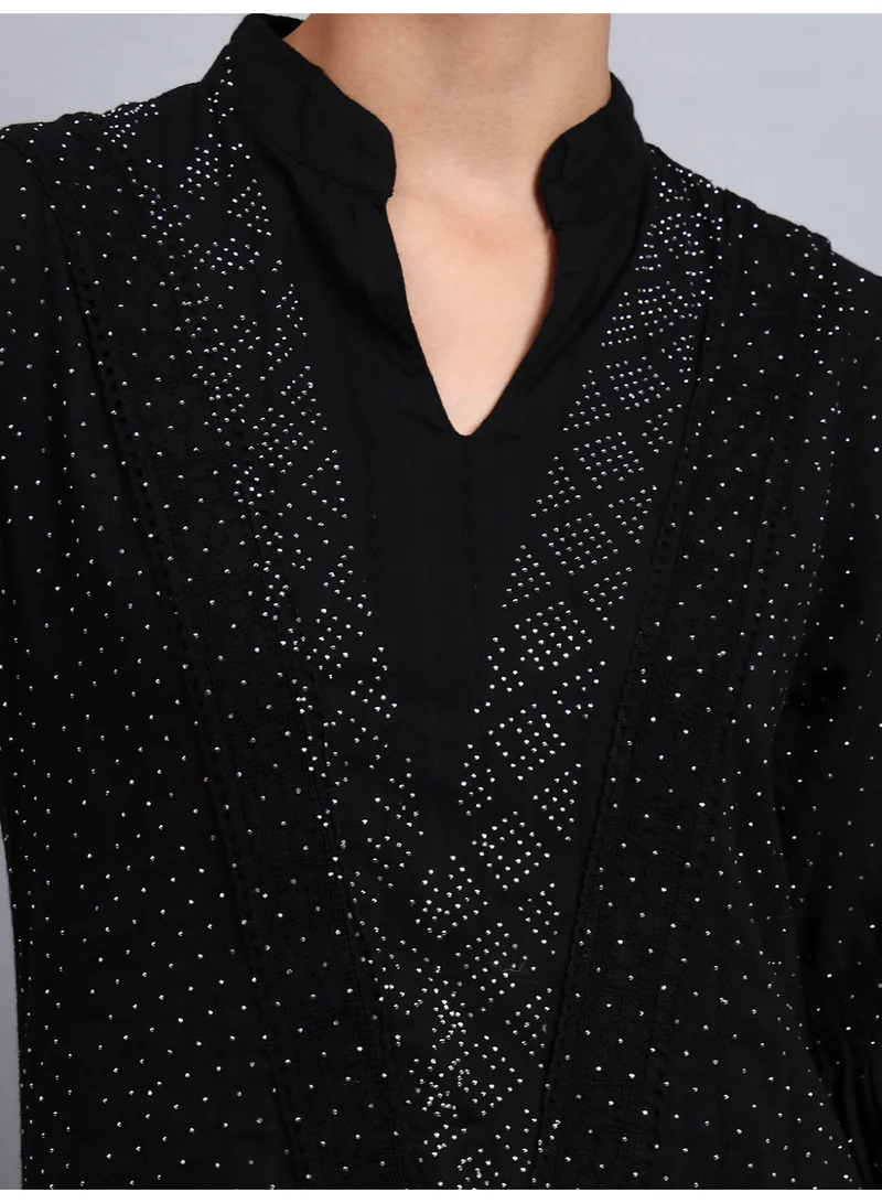 Alaya Women's Cotton Jalabiya with Mirror Work-AL4051