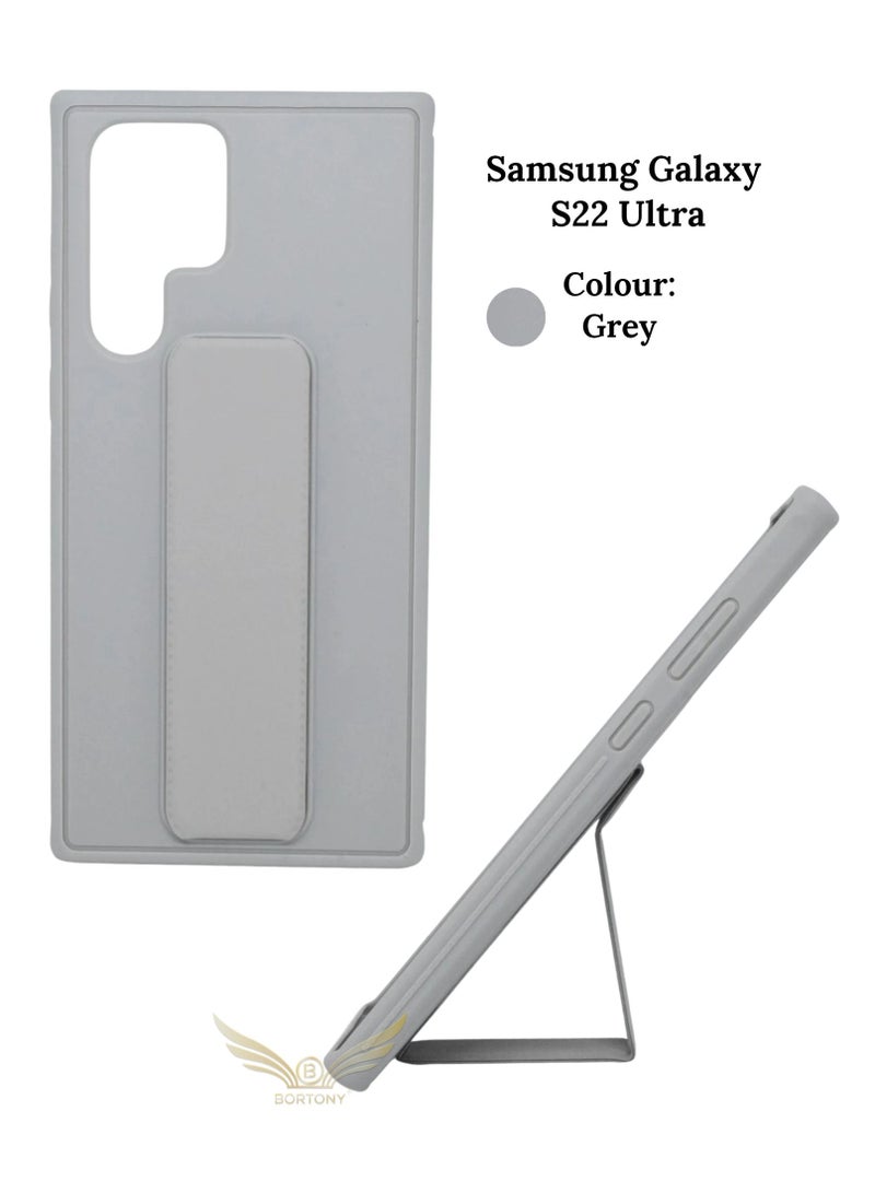 BORTONY Galaxy S22 Ultra Case, Fully Covered With Finger Grip Stand Holder Anti Slip Shockproof Protective Case Cover For Samsung Galaxy S22 Ultra - Image 1