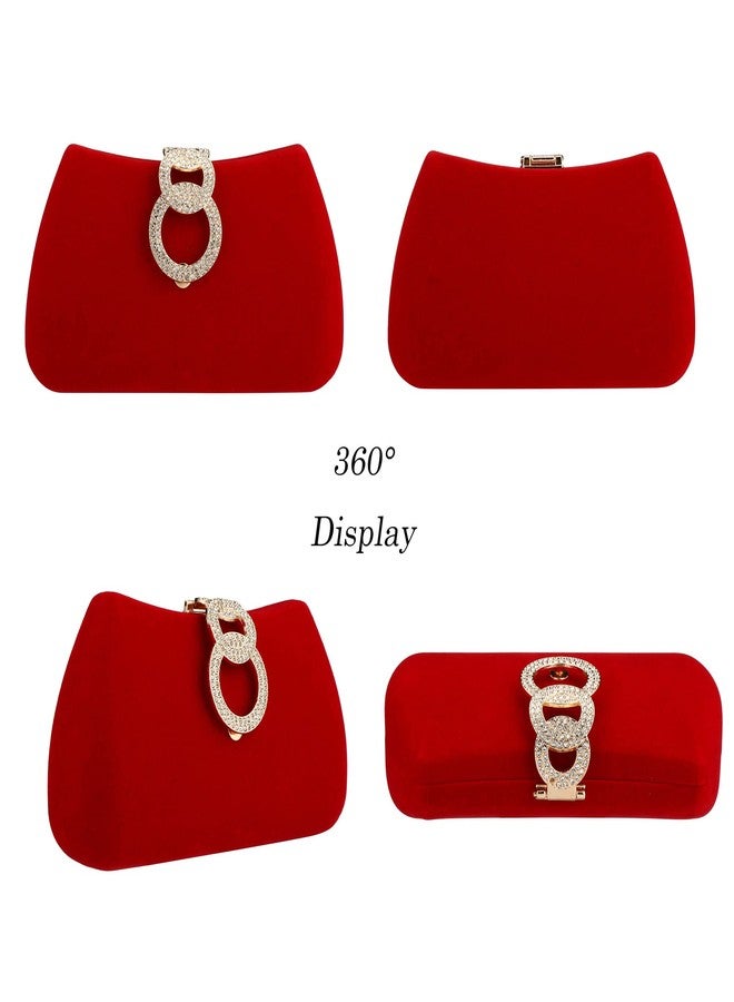 Buric Clutch Purses for Women Fashion Evening Bag Gold Clutch Small Crossbody Bag with Detachable Chain for Party/Wedding (Red) - Image 3