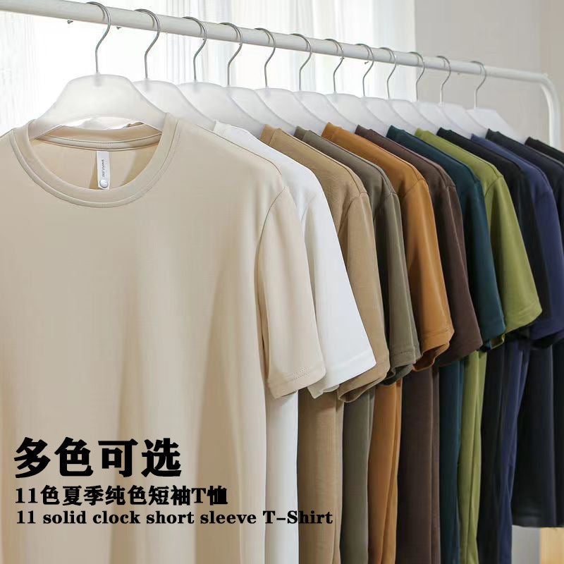 Summer Solid Color Short-Sleeve T-Shirt Men'S Slim Fit Classic Versatile Trendy Factory Export - Image 3