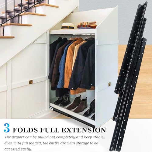 VAGUDE with Lock Heavy Duty Drawer Slides 12 14 16 18 20 22 24 26 28 30 32 34 36 40 44 48 52 56 60 Inch 500 Lbs Side Mount Full Extension Ball (Load: 250 lb – Bottom Mount, 24 Inch) - Image 3