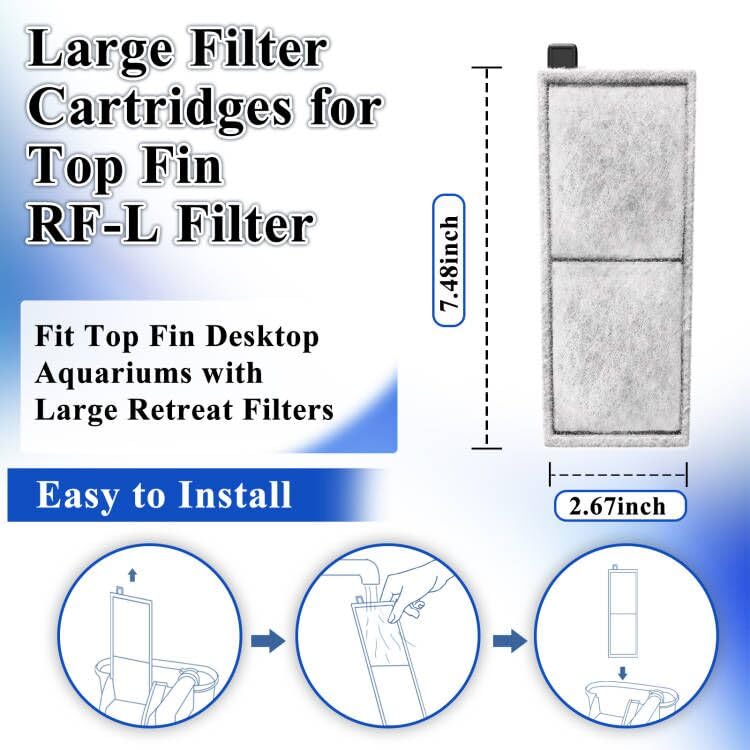Switior 8 Pack Filter Cartridge for Top Fin RF-L Filter, Aqurium Filter Cartridge Refill for Top Fin Desktop Aquariums with Large Retreat Filter - Image 2