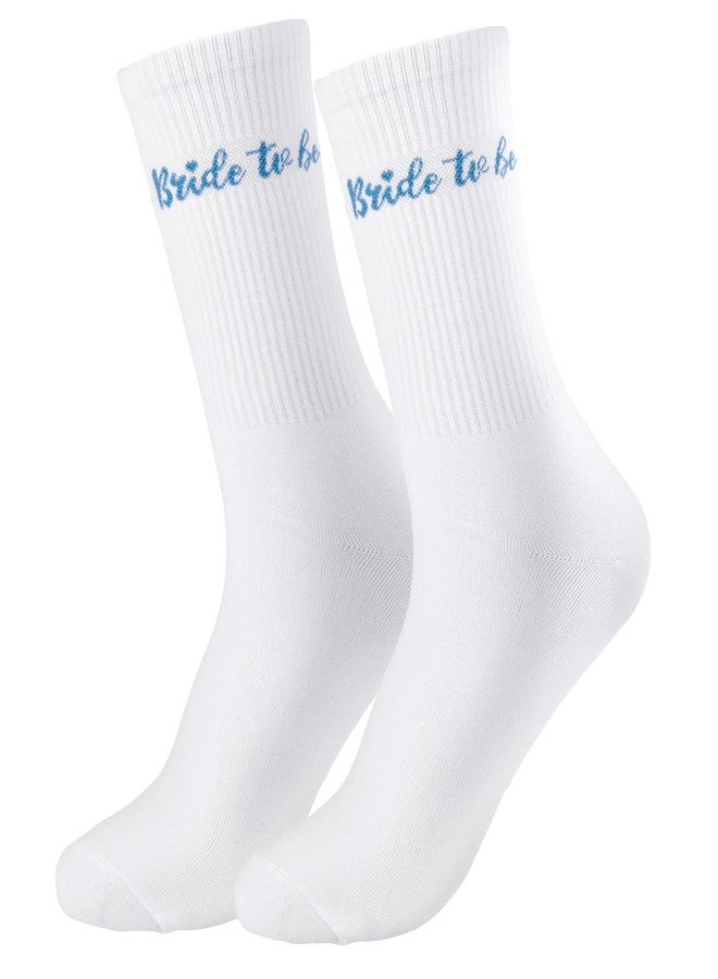 Etercycle Bride To Be Socks, Something Blue Gift Womens Sock, Soft Cotton Bride Socks Bridal Shower Decorations Wedding Engagement Bridesmaid Gifts Bachelorette Party Accessories Honeymoon Essentials - Image 1