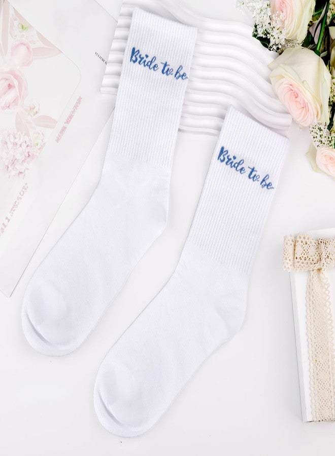 Etercycle Bride To Be Socks, Something Blue Gift Womens Sock, Soft Cotton Bride Socks Bridal Shower Decorations Wedding Engagement Bridesmaid Gifts Bachelorette Party Accessories Honeymoon Essentials - Image 3