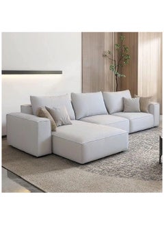 كرنك أريكة كرنك مقطعية مع وسائد مريحة لغرفة المعيشة على شكل حرف L لون (أبيض)  - Image 1