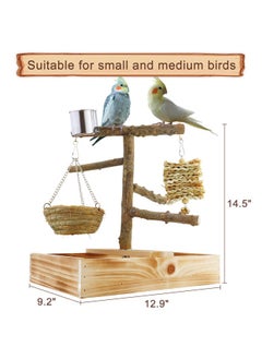 Mogoko Mogoko Natural Bird Playground Bird Perches, Bird Cage Accessories, Bird Toys Playground, Bird Perch Stand Parrot Stand, Includes 2 Stainless Steel Cups and Removable Tray  - Image 2