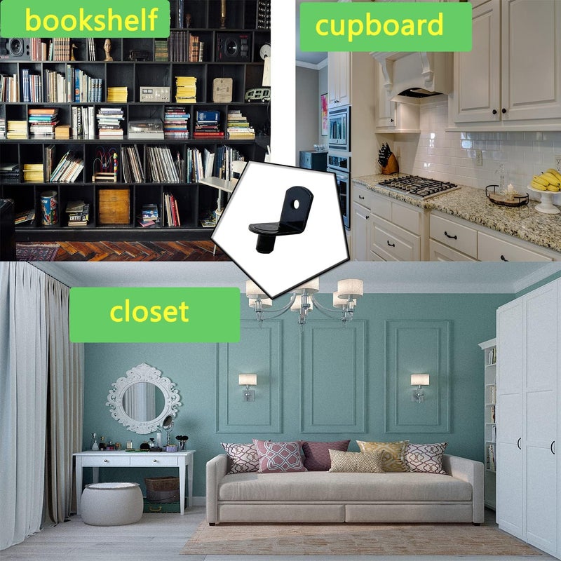 MYYZMY 50 Pack Shelf Support Pegs, 6mm Metal Nickel L-Shaped Support Pegs with Hole, Cabinet Support Pins for Furniture Shelves Bracket, Black - Image 5