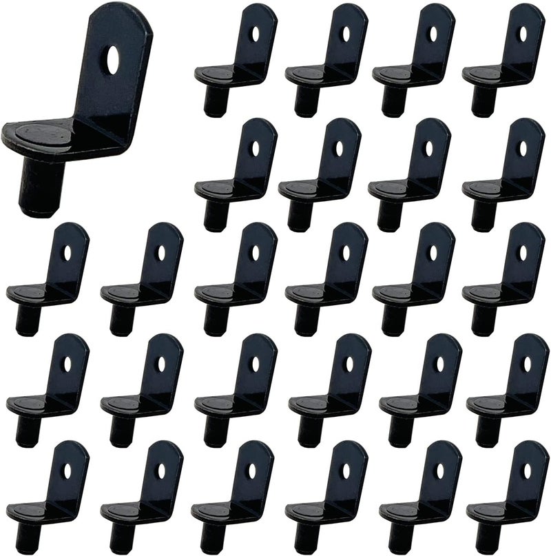 MYYZMY 50 Pack Shelf Support Pegs, 6mm Metal Nickel L-Shaped Support Pegs with Hole, Cabinet Support Pins for Furniture Shelves Bracket, Black - Image 1