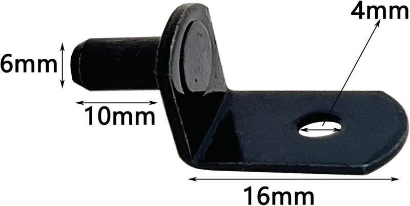 MYYZMY 50 Pack Shelf Support Pegs, 6mm Metal Nickel L-Shaped Support Pegs with Hole, Cabinet Support Pins for Furniture Shelves Bracket, Black - Image 2