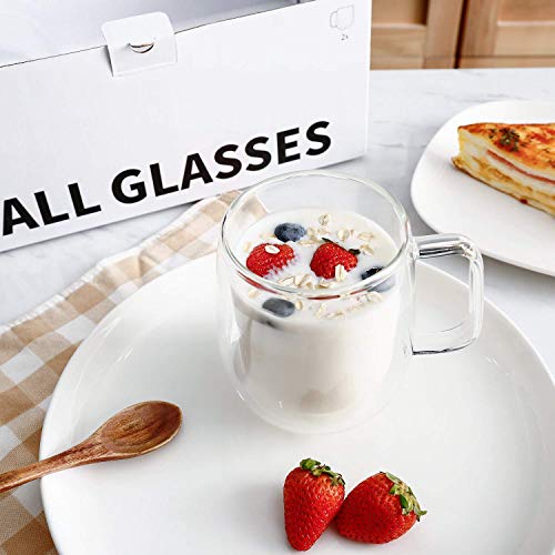 Femora Double Wall Crystal Glass Tea Cups, 290 Ml, Insulated Tea & Coffee Cups, Hot & Cold Drinks, Coffee, Tea, Milk, Cappuccino, Juice, Microwave Safe, Stylish Espresso Chocolate Beverage, Pack of 2 - Image 2