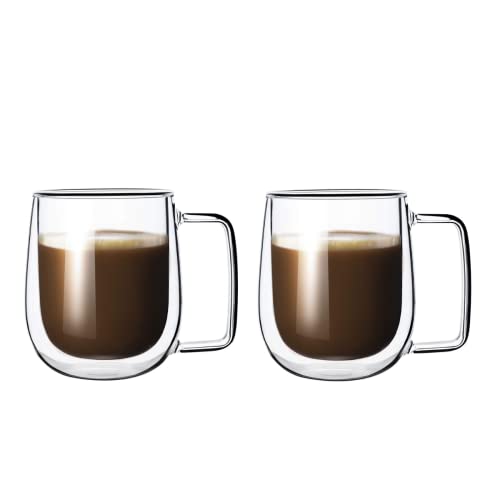 Femora Double Wall Crystal Glass Tea Cups, 290 Ml, Insulated Tea & Coffee Cups, Hot & Cold Drinks, Coffee, Tea, Milk, Cappuccino, Juice, Microwave Safe, Stylish Espresso Chocolate Beverage, Pack of 2 - Image 1