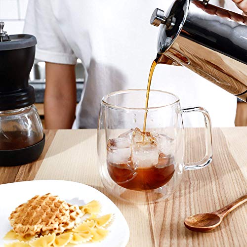 Femora Double Wall Crystal Glass Tea Cups, 290 Ml, Insulated Tea & Coffee Cups, Hot & Cold Drinks, Coffee, Tea, Milk, Cappuccino, Juice, Microwave Safe, Stylish Espresso Chocolate Beverage, Pack of 2 - Image 4