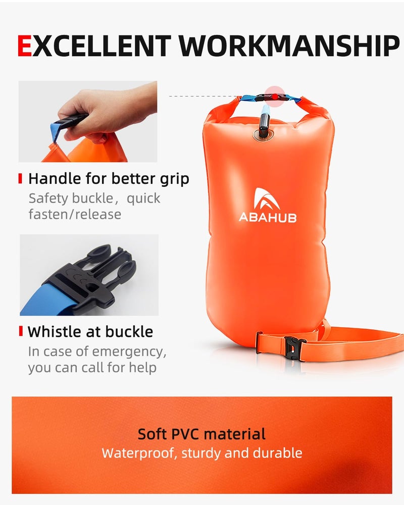 Abahub Swim Bubble Safety Tow Float Achieve Be Bright, Be Seen, Be Safer for Open Water Swimmers and Triathletes During Outdoor Swimming High Visibility Buoy Orange - Image 3