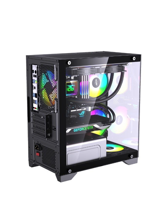 Spear Pc SUSHI 345 Glass Motherboard M-A-T-X/I-T-X Gaming Case with 4 ARGB Fans with 10-Port Fan Hub and Remote Control with Black - Image 3