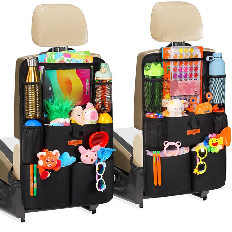 SURDOCA Car Organizers and Storage, Upgraded Car Seat Organizer with 11-inch Touch Screen Tablet Holder, Backseat Car Organizer with 8 Pockets, Car Seat Protector Road Trip Essentials for Kids - Image 1