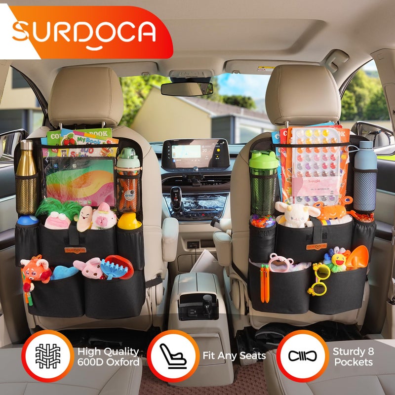 SURDOCA Car Organizers and Storage, Upgraded Car Seat Organizer with 11-inch Touch Screen Tablet Holder, Backseat Car Organizer with 8 Pockets, Car Seat Protector Road Trip Essentials for Kids - Image 4