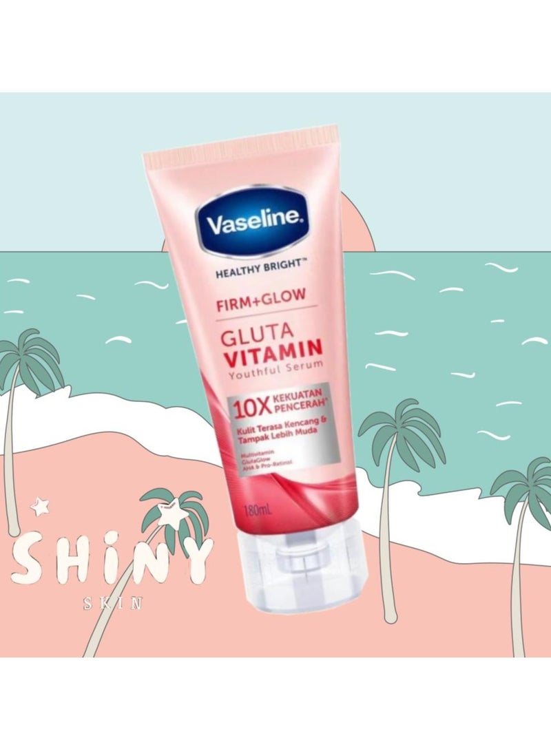 فازلين سيروم فازلين هيلثي برايت (مُقوّي + مُشرق) للجسم بفيتامين الجلوتاثيون للشباب، 180 مل - Image 2