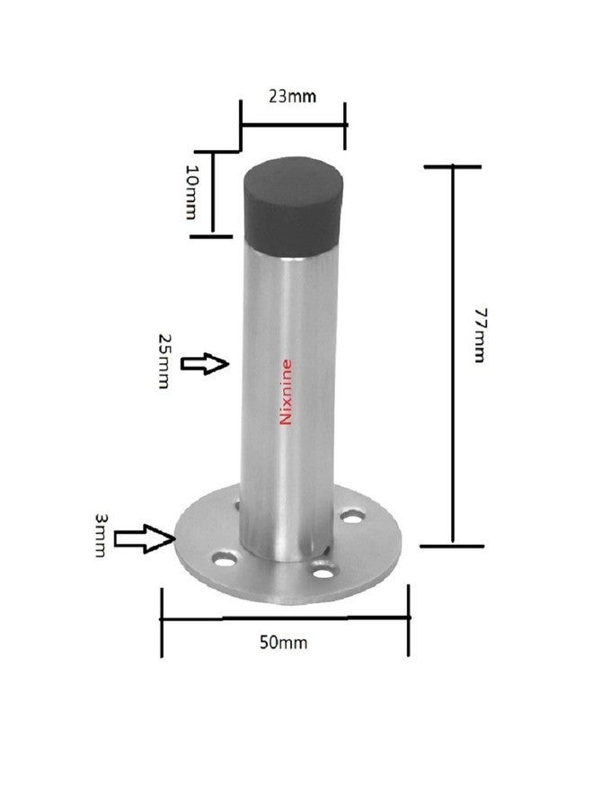 Nixnine Stainless Steel Wall Mounted Door Stops Rigid Door Stopper Back with Door Silencer Stop & Door Stop Rubber Tips, Door Protector for Kitchen/Bedroom/Office (7.7cm x 5cm x 2.3cm) Pack of 1 - Image 3